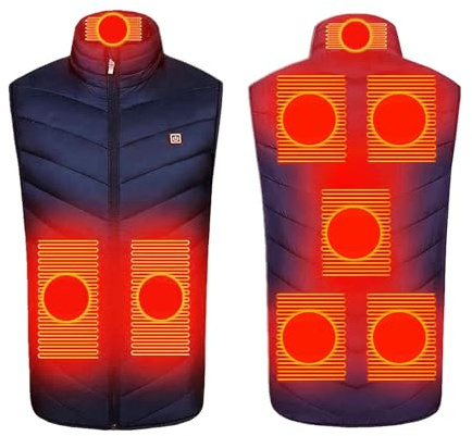 HAOLEI Chaleco Calefactable Hombre Mujer Talla Grande Chaleco Térmico Electrico con Cable USB Chaleco Eléctrico Calefactor con 3 Temperatura 8 Zonas de Calefacción para Senderismo Caza Ciclismo