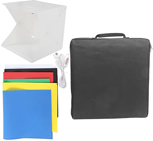 Lightbox Fotografico Pieghevole 40cm, Softbox LED con 6 Colori di Sfondo, Luminosità Regolabile - Ideale per Fotografia Prodotti, Gioielli e Food Photography