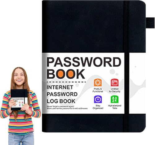 Website Password Organizer – 15 x 10 cm Password Keeper Notebook, Alfabetico Tab Indirizzi Registro Indirizzi, Notebook Copertina Rigida Notebook Pocket Journal Per Dati Sensibili, Login, Contatti