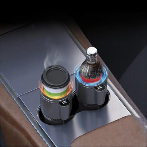 Auratrove Portabicchieri per auto 2 in 1, riscaldamento e raffreddamento intelligente, frigorifero portatile compatto per ufficio e veicolo