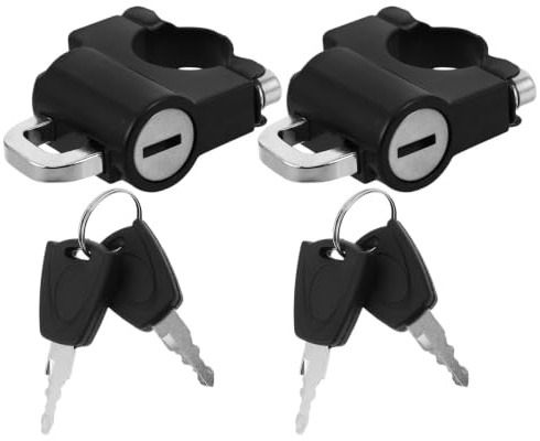 RORPOIR 2 Piezas Candado para Casco de Moto Compatible 20-26mm con Material Abs y Aleación, Seguro para Manillar en Bicicletas Eléctricas y Ciclismo
