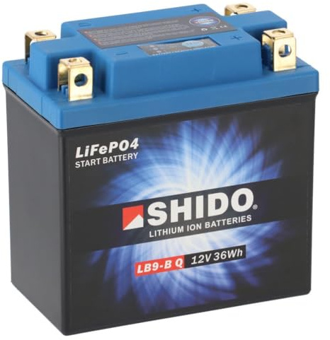 Shido LB9-B Q Lightweight 12v Lithium Ion Motorcycle Battery (Quad Terminal)