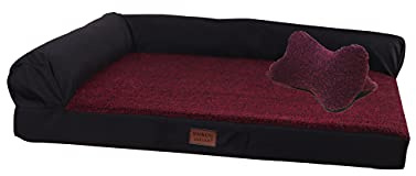 RAIKOU Coussin Chien Dehoussable Orthopédique, Matelas Chien Memoire de Forme,Lit pour Chien Intérieur,Lit pour Chien&Chat Lavable et Antidérapant, Panier Chien Dehoussable (100x80x9cm,Cramoisi A)