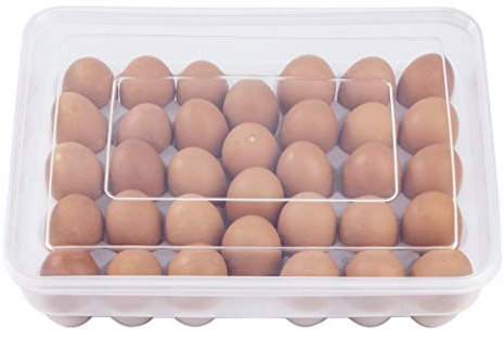 Eier Behälter Groß Küche-Eierhalter Eiereinsatz für Kühlschrank Stapelbarer Eierschale mit Deckel für 34 Eier