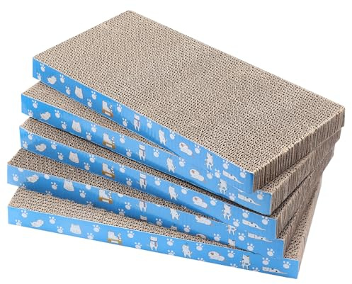 5 Packs in 1 Cat Scratch Pad, Cat Scratcher Cardboard,Reversible,Durable Recyclable Cardboard, Premium Scratch, Suitable for Cats to Rest, Grind Claws and Play
