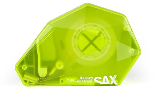 SAX ICEBERG Dérouleur de ruban adhésif à une main vert, y compris 1 x ruban adhésif, manipulation à une main, pour le contrôle de la longueur lors du collage