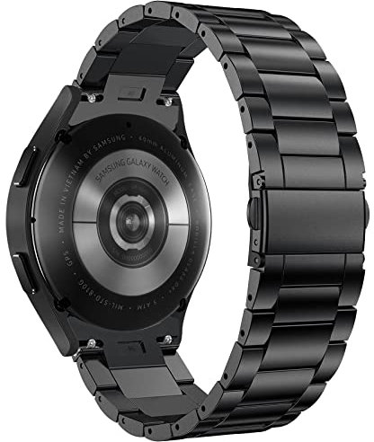 SSEIHI Edelstahl Armband Kompatibel mit Samsung Galaxy Watch 6/5/5 Pro/4 40mm 44mm/Galaxy Watch 4 Classic 42mm 46mm,Metall für Galaxy Watch 4 Classic LTE 46mm,Schwarz