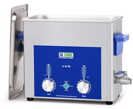 DK SONIC Nettoyeur à Ultrasons 6L, Nettoyeur à Ultrasons Commercial 180W Avec Minuterie Codée, Chauffage Et Panier, Fonctions Multiples Pour Carburateurs, Moteurs De Moto, Carburateurs