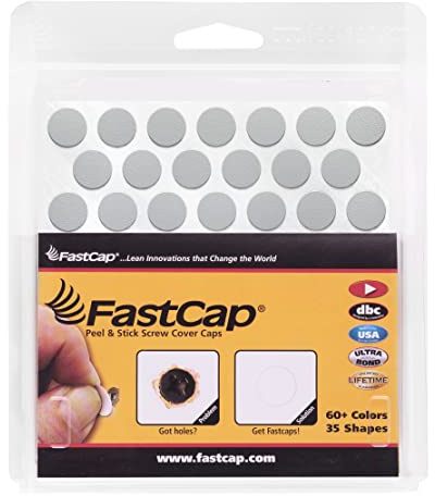 FastCap - Screw Hole Covers, 9/16 (14mm) Round Stickers - Professional Woodworking, Furniture, and Cabinetry Projects - One Sheet (53-Caps) - Solid PVC, Color - Fog Gray