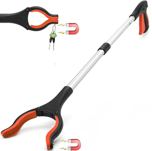 2025 Upgraded Reacher Grabber Pickup Tool, 32 Long Grabber Reacher Tool with Magnetic Tip, Trash Picker for Elderly Grab It Reaching Tool, Garbage Picker Upper, Litter Pick Up Grab Claw Grabber Stick