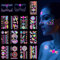 VEGCOO Tatuajes Temporales y Cara de Gemas, 15 Hojas Neón Tatuajes Temporales Adultos, Pegatinas Cara Brillantes Fluorescente UV Cuerpo Cara Tatuaje Pegatinas para Fiesta Festival