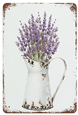 Retro Vintage Garten Lavendel Blumen Metall Blechschild RetroTin Sign Blume Lavendel Metall Wandpaneel Retro Kunst Dekoration für Zuhause Club Kabine Garage Store Bar Cafe Bauernhof 15x20cm