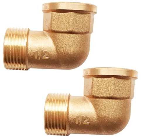 2 piezas Codo de latón 90° G1/2 (Ø hembra 19,5mm x Ø macho 20,3mm),DN15,Codo 90° hembra/macho latón,Racor roscado Racores de latón apto para agua potable