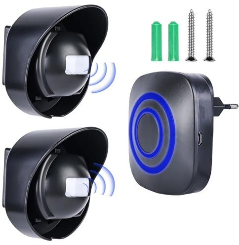 Timbre de puerta con detector de movimiento, alarma de paso con 38 tonos, detector de movimiento, alarma de timbre, alarma de acceso, timbre de movimiento para negocios, mascotas, hogar