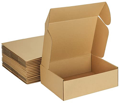 HORLIMER 20 Pack Shipping Boxes, 30.5x22.9x10.2cm(12x9x4 inches) Corrugated Cardboard Box for Packing Mailing，Brown