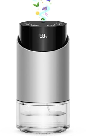 Diffuseur huiles essentielles sans Fil, Diffuseur huiles essentielles pour la Maison Grand Espace, Voiture, Bureau, Accueil, 4 minuteurs et 3 Niveaux de Brouillard, Capacité 100ml