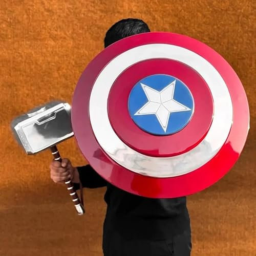 Replik 1:1 Mjolnir Hammer & Captain Shield Metal Thor Cosplay America Prop 22 Zoll