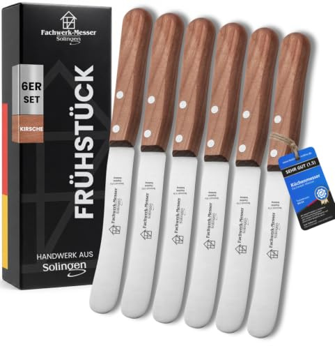 Fachwerk-Messer Buckelsmesser 6er-Set, Kirschholzgriff, Solinger Handarbeit