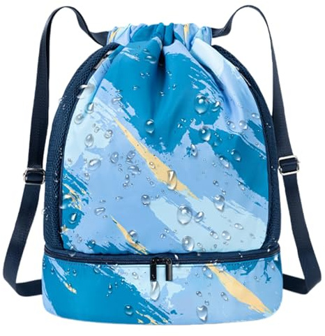 Yjkedfh Sac De Natation | Sac À Dos À Cordon pour Piscine - Compartiment Sèche-Humide Ergonomique pour Fitness, Voyage, Piscine et Natation