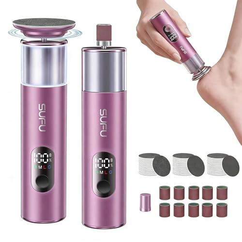 Rimozione dei calli elettrico, ricaricabile per rimuovere i piedi a 3 livelli, regolabile con lime intercambiabili, set di pedicure per talloni screpolati, pelle dura, rosa