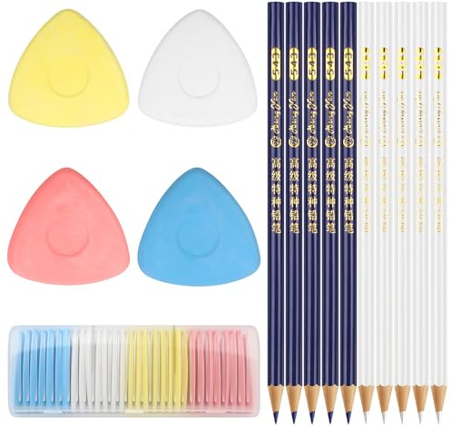 CTYUEYUN 40 Stück Schneiderkreide Set Nähen Zubehör Teiliges Markierungsset Professionelle Schneidekreide und Dreieckkreide Zum Präzisen Markieren auf Textilien, Leder, Nähstoffen und DIY Projekten