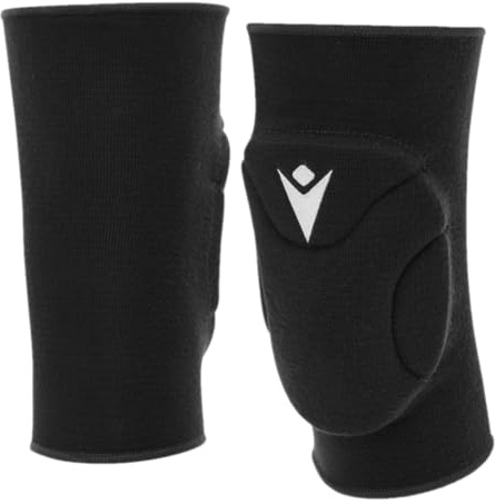 Macron Sage Evo Ginocchiere Volley Professionali – Coppia Unisex con Imbottitura Antiurto ad Alta Densità – Protezione Ginocchia per Pallavolo Indoor Allenamento e Gara Nero (M)