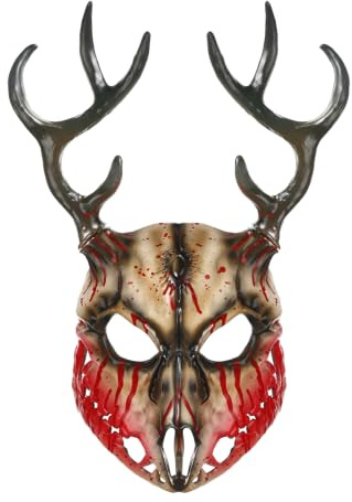 ITODA Masque de Cerf Réaliste avec Bois Rotatifs et Détachables Masque Squelette de Cerf pour Adulte Déguisement d’Animal 3D pour Halloween Carnaval Cosplay Performance Mascarade