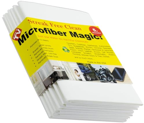 Microfiber Magic Streak Free Cleaning Cloth 6 Pack Clean Any Surface With Just Water Eco Friendly Environmentally Safe Perfect for Window, Mirror, Kitchen, Counters, Appliances, Car, Cycle, TV Screen