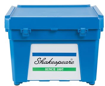 Shakespeare Seat Box One Size, Storage Box, Tackle Management, Strong Water Resistant Large Fishing Tackle Storage - Twin Locking Latch, Extra Deep Lid - For Saltwater and Freshwater Unisex, Blue