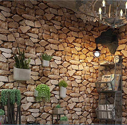 FOOSKOOBZ Papiers peints wallpaper 3D Pvc Rétro Stéréo Imitation Pierre Texture Papier peint Décoration Chambre TV Mur Salon Minimaliste Moderne Papier Peint 0.53 * 10m (Conception : C)