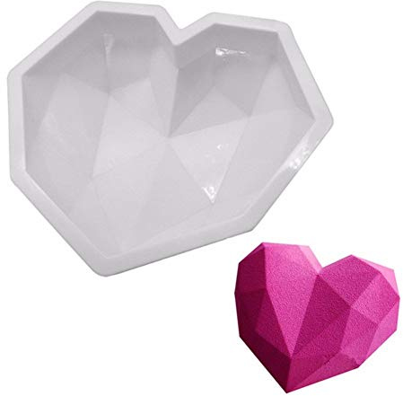DUBENS 3D diamant kärlek hjärta form silikon formar bakformar för svamp kaka chiffong mousse bakverk dessert former food grade