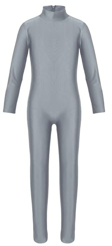 CHICTRY Ragazza Body da Ginnastica Danza Classica Tuta Sportiva Intera Leotard Balletto Bambina Bodysuit Aderente Jumpsuit per Allenamento Performance Grigio scuro 7-8 anni