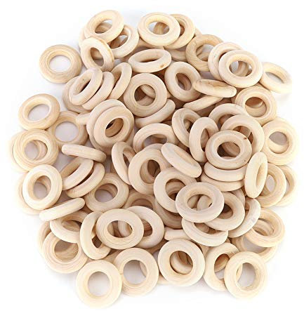 100 pièces 25 mm anneaux en bois naturel lisses cercles en bois non finis pour artisanat bricolage bébé anneau de dentition pendentif connecteurs fabrication de bijoux