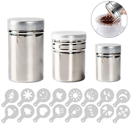Spargicacao in acciaio，3 Pcs Acciaio inossidabile polvere shakers Shaker in polvere di spezie Coperchio a maglia fine Spargizucchero，per Cottura Casa