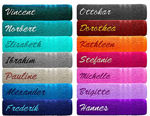 Lashuma London Badetuch Bestickt mit Namen, Duschhandtuch 70x140, Handtuch Braun - Rost