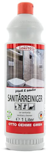 Lorito frisch & sauber Sanitärreiniger, 1 Liter Konzentrat, Badreiniger gegen Kalk, Urinstein, Kesselstein, Reiniger zur kraftvollen Reinigung