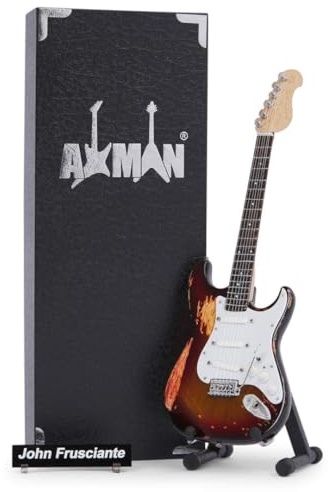 John Frusciante Miniature Guitar Replica - Regalos musicales - Escala 1/4 ornamental hecha a mano - Caja de visualización