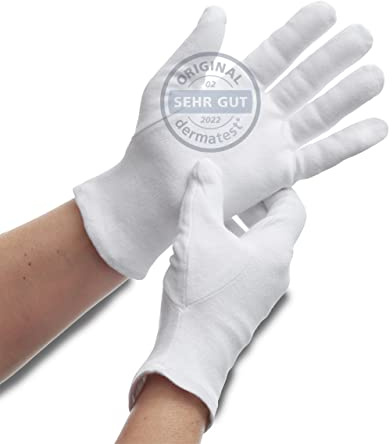 DarBene Guantes hidratantes – Guantes algodon dermatologicos – Guantes blancos de algodon 100% – Blanco – Talla XL - 12 pares