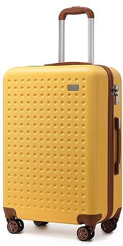 KONO Hartschalenkoffer Reisekoffer Koffer Trolleys 100% ABS Handgepäck Koffer mit 8 Spinnerräder Rollkoffer 57 * 38 * 24cm TSA-Schloss Reisegepäck Gelb