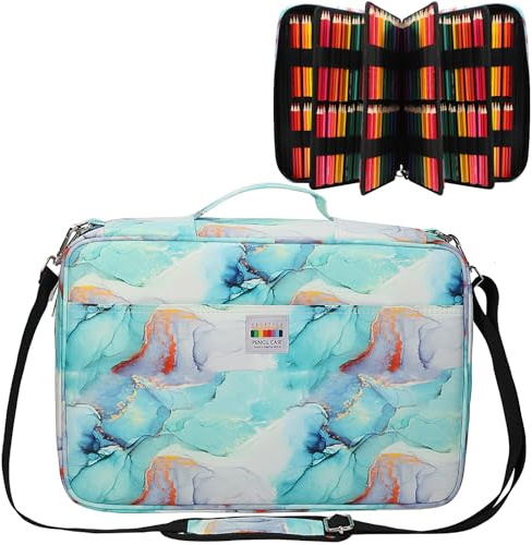 JAKAGO Federmäppchen mit großer Kapazität für 480 Buntstifte,Wasserdicht Stifttasche Schreibwaren Organizer für Malstifte Künstler Pinsel Fineliner Textmarker Geschenk für Kunststudenten（M-Green）