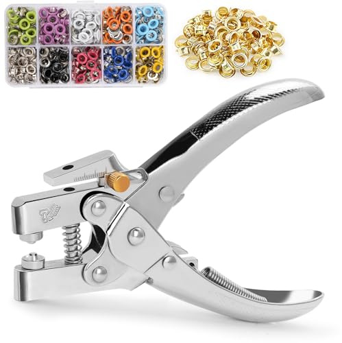 Profiwoab Eyelet Ösenzange Set mit 400 Ösen (Ø 9.5/7.5mm, 11 Farben) Magnetische Ösenpresse aus gehärtetem Stahl für planen,Stoffe, Leder, Zelte, Gürtel, Awnings