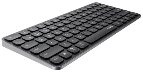 Rapoo E9050L Multi-Device Wireless Keyboard, Blade-Series 78-Key Ultra-Slim Bluetooth Keyboard, USB-C, Rechargeable, Quiet, Support 4 Devices, Low-Profile, for Windows/Mac/Linux/Chrome, US Layout
