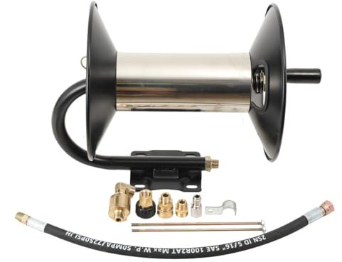 TABODD Enrouleur de tuyau manuel pour nettoyeur haute pression avec tuyau de lavage haute pression de 3/8 - Enrouleur de tuyau de 30 m - Pour nettoyeur haute pression - Avec adaptateur femelle 3/8