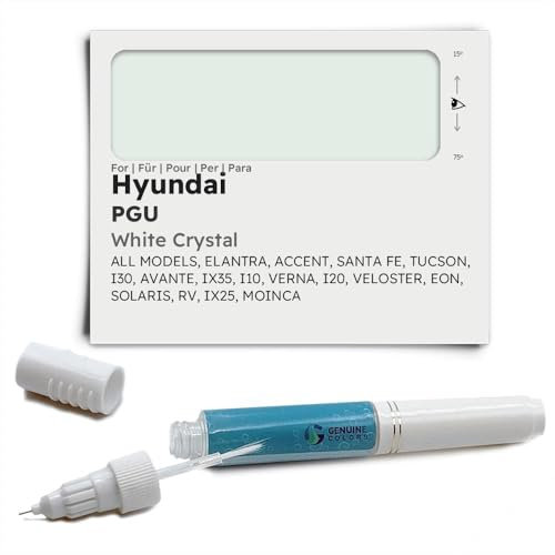 Genuine Colors Stylo de Retouche WHITE CRYSTAL PGU pour Hyundai Blanc ELANTRA ACCENT SANTA FE TUCSON I30 AVANTE IX35 I10 VERNA I20 VELOSTER EON SOLARIS RV IX25 MOINCA