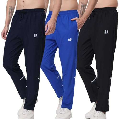 Hpbygstae Pantaloni sportivi da uomo, tasche elasticizzate con cerniera, per jogging e corsa, confezione da 3, XL