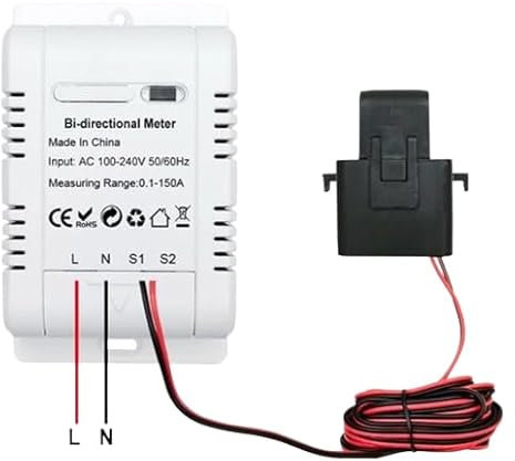 Energy Meter Bidirectional 150A Clamp Monitor for Real-Time Power Monitoring with Home Assistant Compatibility