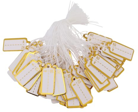 FUNOMOCYA 500 piezas Etiquetas de Precio para Joyería Etiquetas Colgantes con Hilo para Pulseras Collares y Anillos Resistentes y Prácticas para Tiendas y Supermercados