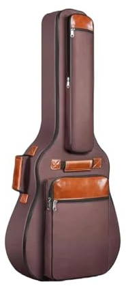 GSCLZ Custodia for chitarra acustica imbottita in cotone con doppia cinghia in nylon Oxford impermeabile spesso da 41 pollici(Coffee)