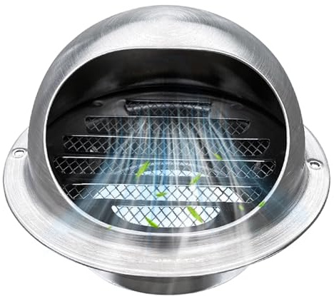 Ventilationsgaller Utomhus med Fågelskyddsgaller, Väderskyddsgaller Runt, Frånluftsgaller Rostfritt Stål, Ventilationsskydd Yttervägg, Ø50mm-300mm för Kök Kontor(90mm(3.5″))