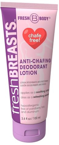 Fresh BREASTS Anti Chafe Cream Lotion to Powder, 3.4oz - Chafing Deodorant for Women, Inner Thighs & Areas that Sweat, No Talc, Aluminum or Added Fragrance